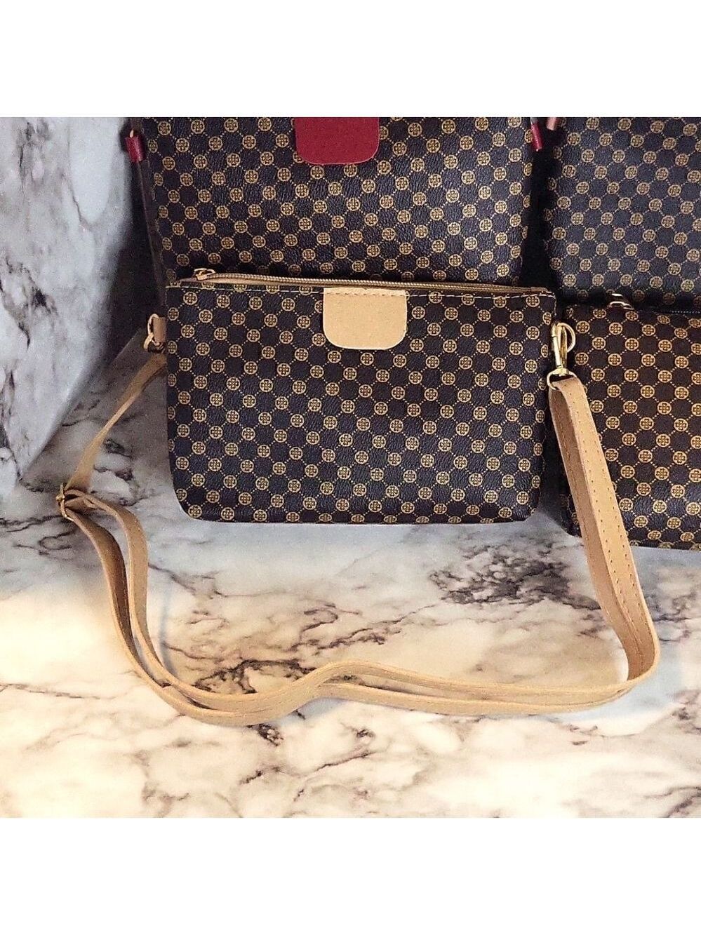 Mini Vegan Leather Print Monogram Square Zipper Crossbody
